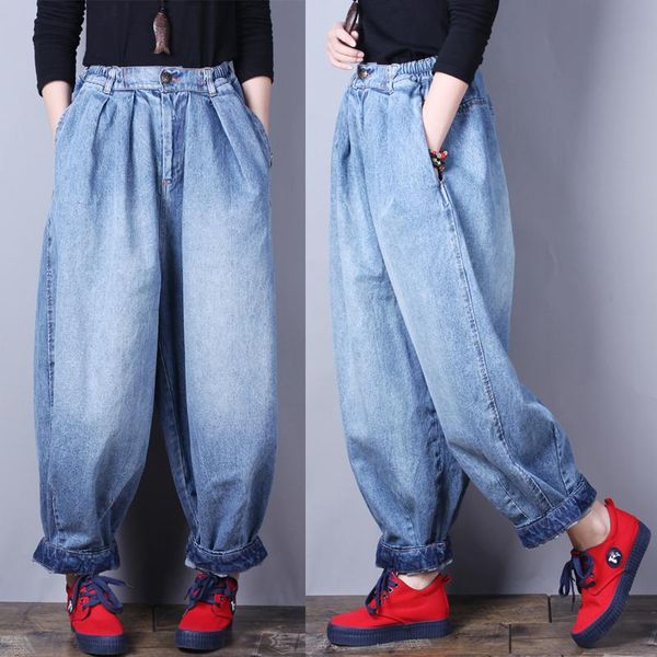 women's pants & capris 2021 fashion long women loose trousers spring denim with pockets elastic waist blue jeans, Black;white
women's pants & capris 2021 fashion long women loose trousers spring denim with pockets elastic waist blue jeans, Black;white