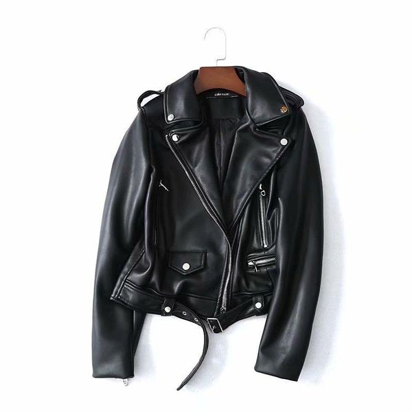 women's leather & faux spring autumn 2021 soft jacket with belt women lapel motorcycle coat black zipper moto biker outwear chaqueta mu
women's leather & faux spring autumn 2021 soft jacket with belt women lapel motorcycle coat black zipper moto biker outwear chaqueta mu