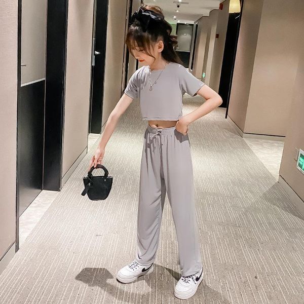 girls' summer suit 2021 medium and large children's solid color short-sleeved t-shirt wide-leg pants clothing sets, White
girls' summer suit 2021 medium and large children's solid color short-sleeved t-shirt wide-leg pants clothing sets, White
