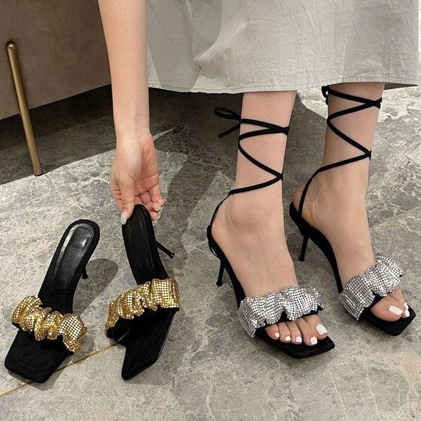 dress shoes summer silver/gold glitter sandals fashion high heels slides plus size 35-42 slip on gladiator woman outdoor beach, Black
dress shoes summer silver/gold glitter sandals fashion high heels slides plus size 35-42 slip on gladiator woman outdoor beach, Black