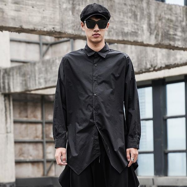 men's casual shirts spring and autumn classic dark irregular hem design personality loose large shirt, White;black
men's casual shirts spring and autumn classic dark irregular hem design personality loose large shirt, White;black