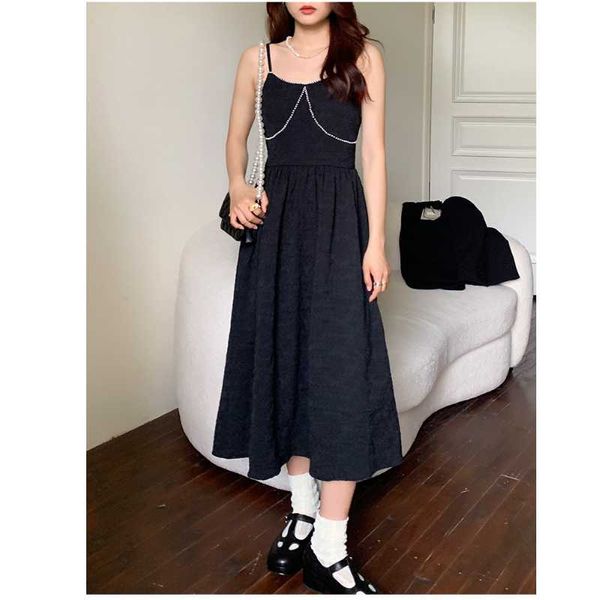 casual dresses 2021 summer women french design suspender vintage female open back high waist thin pearl temperament mid-length dress, Black;gray
casual dresses 2021 summer women french design suspender vintage female open back high waist thin pearl temperament mid-length dress, Black;gray