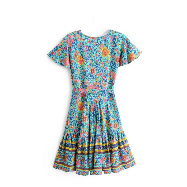 vintage chic women hippie floral print deep v-neck sashes bohemian mini dress ladies short sleeve boho dresses vestidos, Black;gray
vintage chic women hippie floral print deep v-neck sashes bohemian mini dress ladies short sleeve boho dresses vestidos, Black;gray