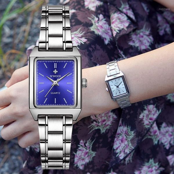 ladies bracelet watches 2021 blue square watch womens stainless steel waterproof elegant quartz wristwatches, Slivery;brown
ladies bracelet watches 2021 blue square watch womens stainless steel waterproof elegant quartz wristwatches, Slivery;brown