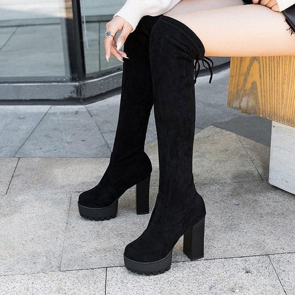 boots women fashion over knee knight female suede warm plush back lace up square heels footwear ladies platform pump shoes, Black
boots women fashion over knee knight female suede warm plush back lace up square heels footwear ladies platform pump shoes, Black