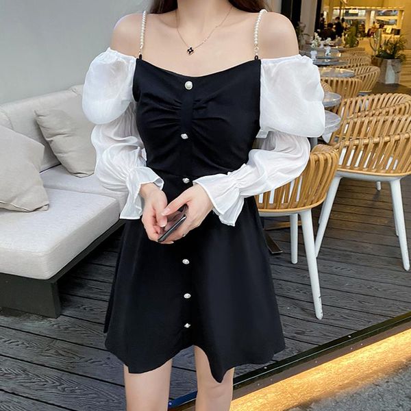 casual dresses vintage patchwork mini dress women elegant high waist evening party korean off shoulder long sleeve 2021 fall, Black;gray
casual dresses vintage patchwork mini dress women elegant high waist evening party korean off shoulder long sleeve 2021 fall, Black;gray