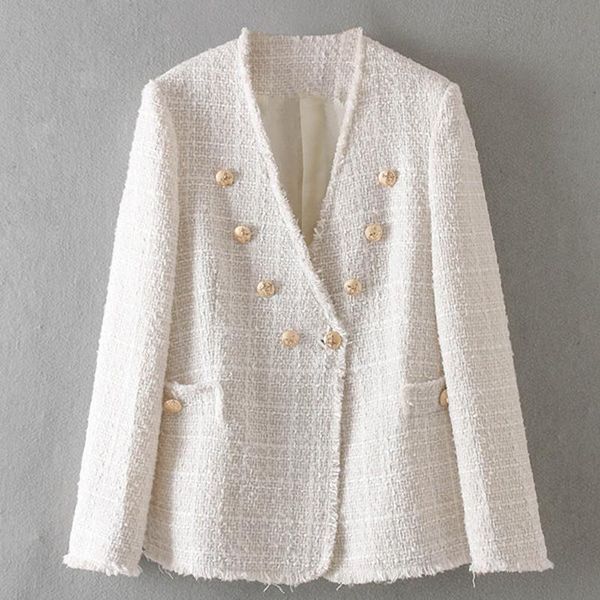 women's suits & blazers jacket wool blends tweed blazer coat 2021 designer double breasted metal button long sleeve, White;black
women's suits & blazers jacket wool blends tweed blazer coat 2021 designer double breasted metal button long sleeve, White;black