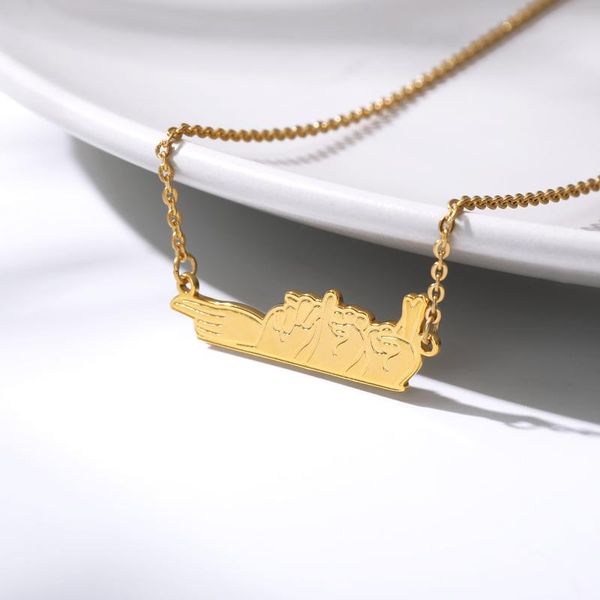 pendant necklaces hand gestures stamped sign language necklace women friendship jewelry stainless steel chain sister gift, Silver
pendant necklaces hand gestures stamped sign language necklace women friendship jewelry stainless steel chain sister gift, Silver
