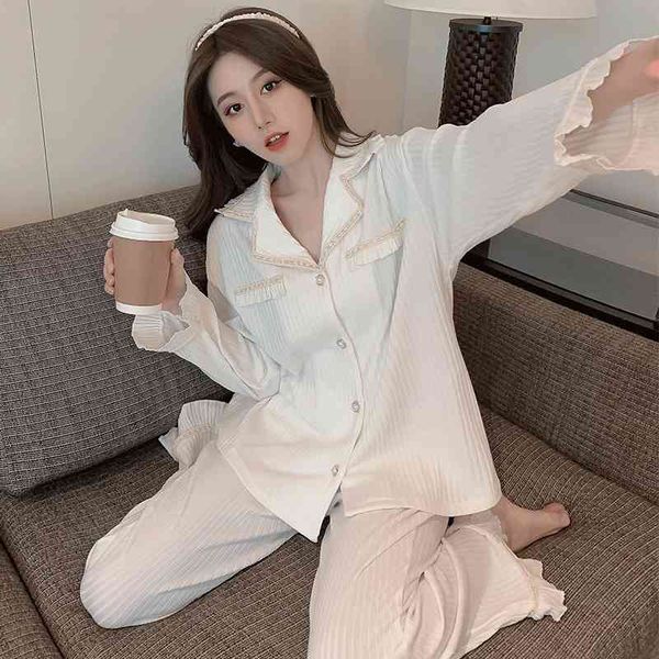 women's sleepwear ins elegant spring autumn pajamas set long sleeve trousers cotton pyjamas female temperament home clothes 2 pcs, Black;red
women's sleepwear ins elegant spring autumn pajamas set long sleeve trousers cotton pyjamas female temperament home clothes 2 pcs, Black;red