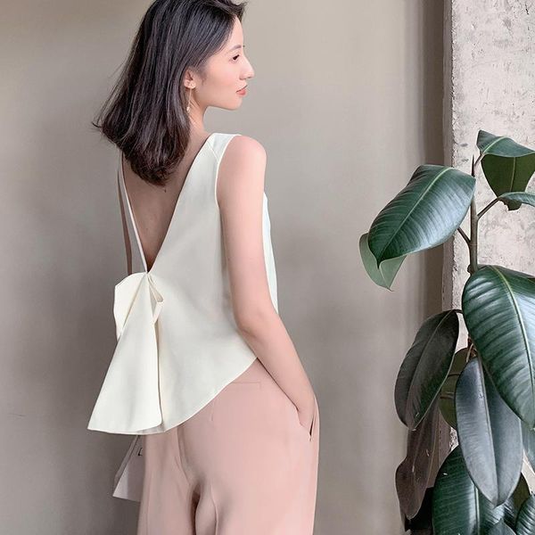women's blouses & shirts korean lace up bownot womens vest o neck tank sleeveless backless big size loose female fashion women clothing, White
women's blouses & shirts korean lace up bownot womens vest o neck tank sleeveless backless big size loose female fashion women clothing, White