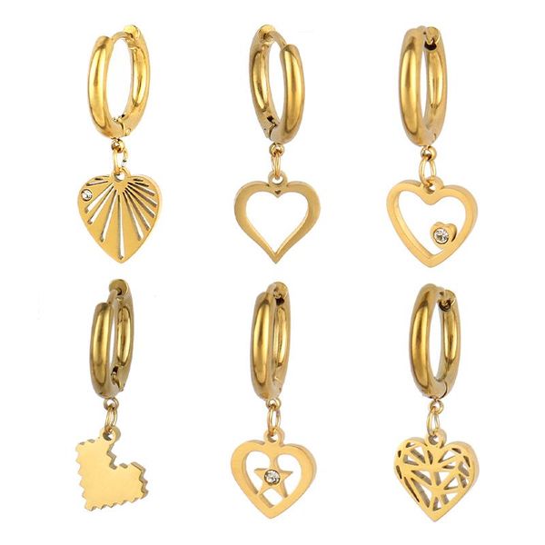 hoop & huggie punk earrings for women stainless steel heart charm geometric jewelry, Golden;silver
hoop & huggie punk earrings for women stainless steel heart charm geometric jewelry, Golden;silver