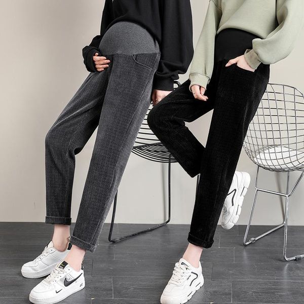 maternity bottoms 606# autumn winter thick corduroy pants elastic waist belly straight casual clothes for pregnant women pregnancy, White
maternity bottoms 606# autumn winter thick corduroy pants elastic waist belly straight casual clothes for pregnant women pregnancy, White