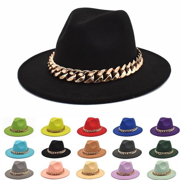 wide brim hats winter women gold chain fedora hat men elegant retro style british woolen jazz solid color panama, Blue;gray
wide brim hats winter women gold chain fedora hat men elegant retro style british woolen jazz solid color panama, Blue;gray