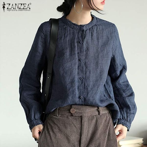 women's blouses & shirts 2022 autumn casual women long sleeve vintage check plaid ruffles blouse blusas female tunic chemise plu, White
women's blouses & shirts 2022 autumn casual women long sleeve vintage check plaid ruffles blouse blusas female tunic chemise plu, White