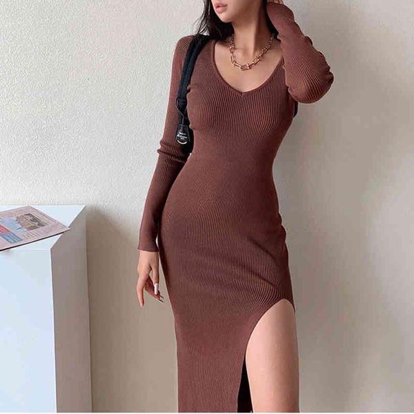 casual dresses autumn winter women's clothing split knitted dress slim long party club bodycon, Black;gray
casual dresses autumn winter women's clothing split knitted dress slim long party club bodycon, Black;gray