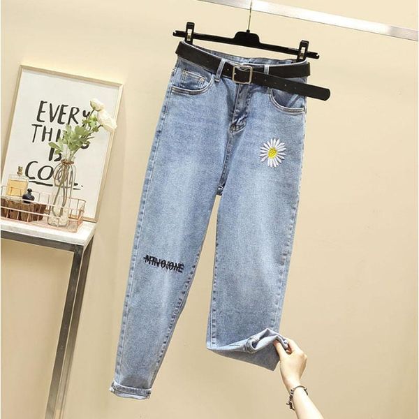 women's jeans spring summer embroidery daisy ankle length loose straight wide leg torre radish daddy pants plus large size, Blue
women's jeans spring summer embroidery daisy ankle length loose straight wide leg torre radish daddy pants plus large size, Blue