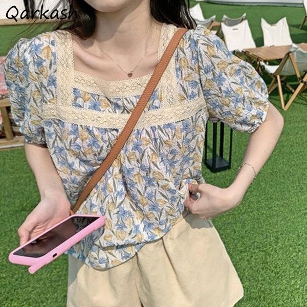 women's blouses & shirts women summer puff short sleeve floral printed square collar chiffon thin loose sweet korean style femme ulzzan, White
women's blouses & shirts women summer puff short sleeve floral printed square collar chiffon thin loose sweet korean style femme ulzzan, White