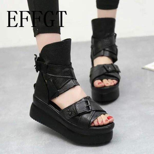 dress shoes effgt 6cm platform sandals women wedge high heels buckle leather summer zapatos mujer rivets casual woman k379, Black
dress shoes effgt 6cm platform sandals women wedge high heels buckle leather summer zapatos mujer rivets casual woman k379, Black