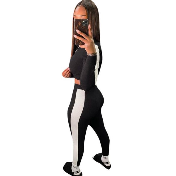 women two piece patchwork sets long sleeve zipper crop high waist pants female fashion sheath sports autumn outfits women's tracksuits, Gray
women two piece patchwork sets long sleeve zipper crop high waist pants female fashion sheath sports autumn outfits women's tracksuits, Gray