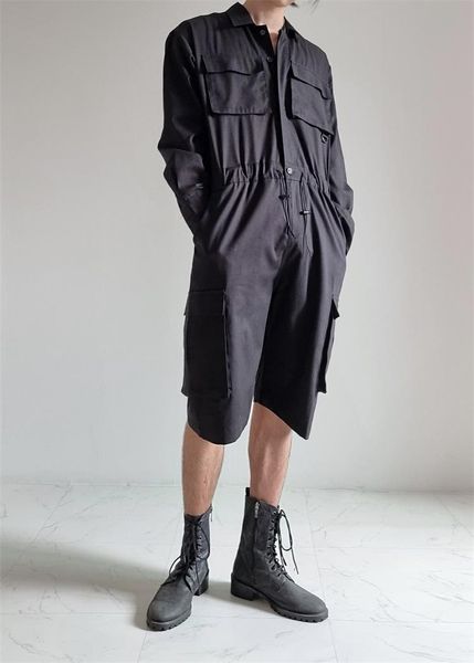 men's shorts japanese work clothes one-piece fashion brand retro loose long sleeve suspenders casual suit, White;black
men's shorts japanese work clothes one-piece fashion brand retro loose long sleeve suspenders casual suit, White;black