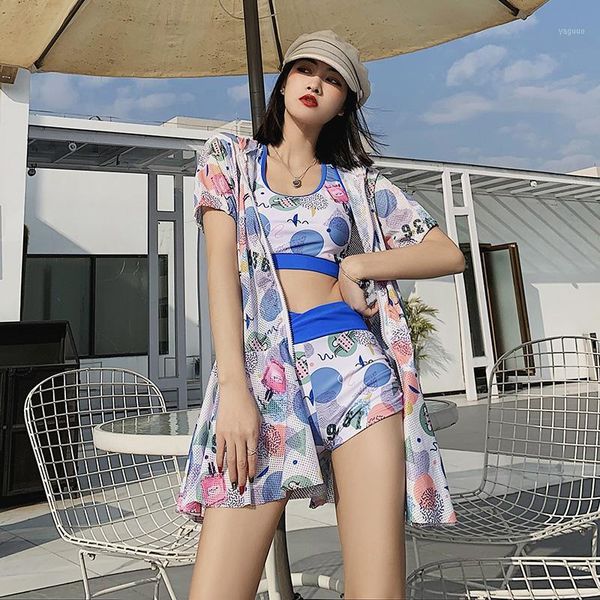 women's swimwear 2021 summer suncreen suit 3set bikini print two piece swimsuit boyshort sport swim wear zipper covers push up bathers, White;black
women's swimwear 2021 summer suncreen suit 3set bikini print two piece swimsuit boyshort sport swim wear zipper covers push up bathers, White;black