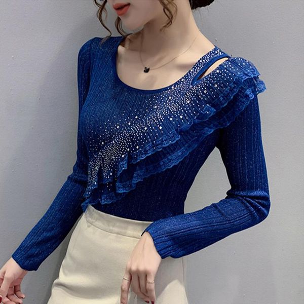 women's sweaters autumn winter off-shoulder sweater women rhinestone ruffle lace knitted shirt fashion long sleeve pullovers, White;black
women's sweaters autumn winter off-shoulder sweater women rhinestone ruffle lace knitted shirt fashion long sleeve pullovers, White;black