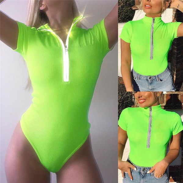 women's jumpsuits & rompers fashion summer women zipper bodysuits stretch leotard lady fluorescence short sleeve sunsuits stand collar, Black;white
women's jumpsuits & rompers fashion summer women zipper bodysuits stretch leotard lady fluorescence short sleeve sunsuits stand collar, Black;white