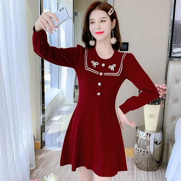 casual dresses vintage beaded women knitted sweater dress 2021 autumn winter vestidos luxury design bow-knot bottoming, Black;gray
casual dresses vintage beaded women knitted sweater dress 2021 autumn winter vestidos luxury design bow-knot bottoming, Black;gray