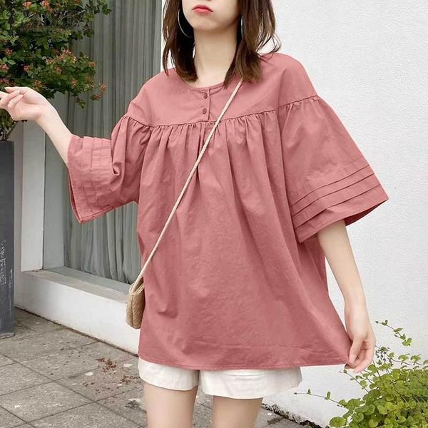 women's blouses & shirts women casual blouse 3/4 flare sleeve shirt summer pleated vintage party office button tunic ol chemise, White
women's blouses & shirts women casual blouse 3/4 flare sleeve shirt summer pleated vintage party office button tunic ol chemise, White