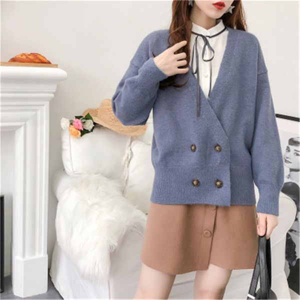 women's knits & tees woman cardigan sweater with low v solid cleavage loose double breasted casual mesh threads yellow outwear autumn, White
women's knits & tees woman cardigan sweater with low v solid cleavage loose double breasted casual mesh threads yellow outwear autumn, White