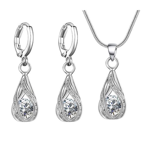 pendant necklaces fancy clear cubic zircon bridal wedding gift waterdrop necklace set luxury hollow sets fine jewelry, Silver
pendant necklaces fancy clear cubic zircon bridal wedding gift waterdrop necklace set luxury hollow sets fine jewelry, Silver