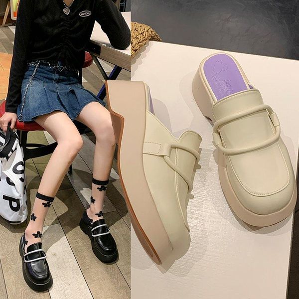 women slippers 2021 summer fashion outdoor beach platform thick sole half female casual slides muller single shoes dress, Black
women slippers 2021 summer fashion outdoor beach platform thick sole half female casual slides muller single shoes dress, Black