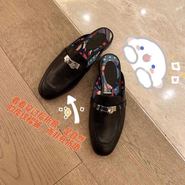 summer women casual shoes slippers genuine leather mule closed-toe calf skin half toe single color panel, Black
summer women casual shoes slippers genuine leather mule closed-toe calf skin half toe single color panel, Black