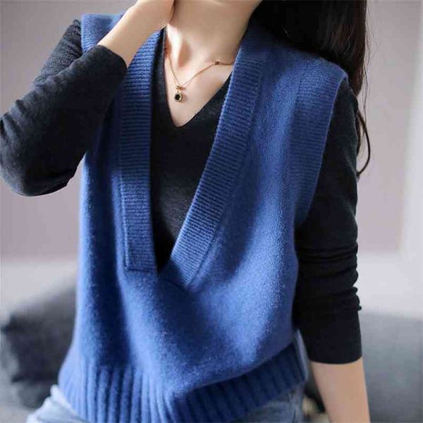 solid color sweater vest jacket women style korean loose autumn and winter outer wear knitting 210427, White;black
solid color sweater vest jacket women style korean loose autumn and winter outer wear knitting 210427, White;black