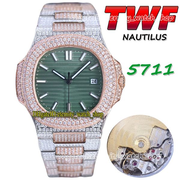 2022 twf 5711 pp324 a324 automatic mens watch paved diamonds version green dial stick fully iced out diamond stainless steel two tone bracel, Slivery;brown
2022 twf 5711 pp324 a324 automatic mens watch paved diamonds version green dial stick fully iced out diamond stainless steel two tone bracel, Slivery;brown