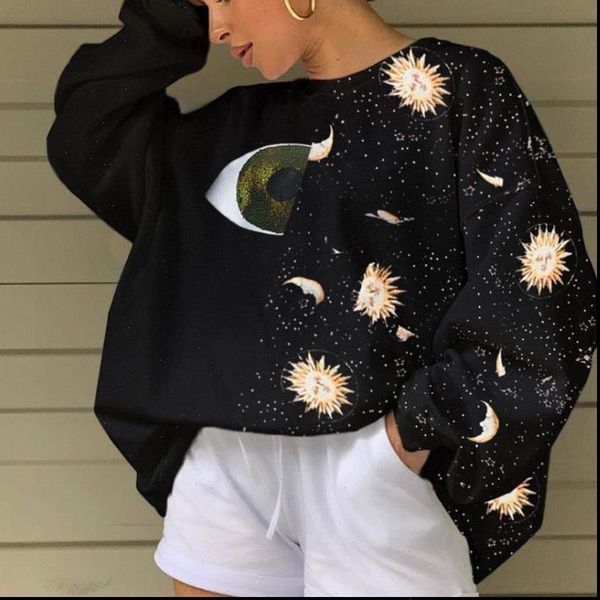 vintage sweatshirt harajuku spring womens blouses long sleeve pullover autumn o neck geometry cartoon print loose blusas 3xl, White