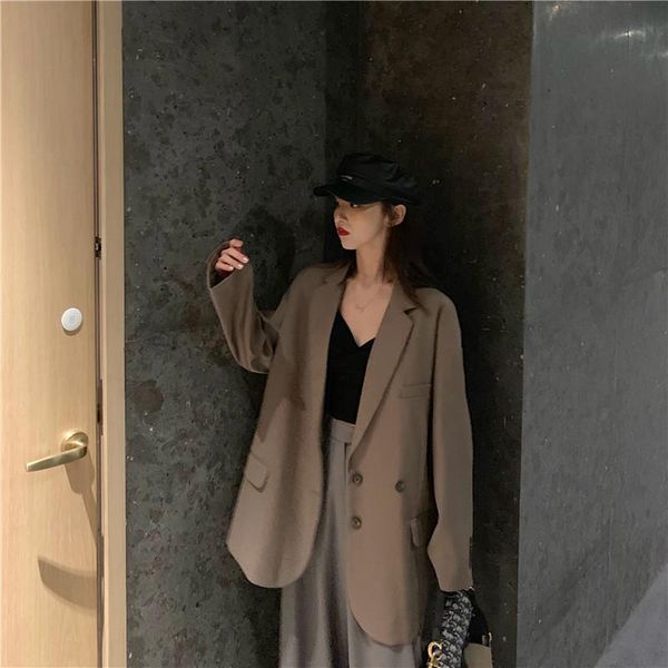 long sleeve british style small suit jacket for women spring casual internet celebrity brown student women's suits & blazers, White;black
long sleeve british style small suit jacket for women spring casual internet celebrity brown student women's suits & blazers, White;black