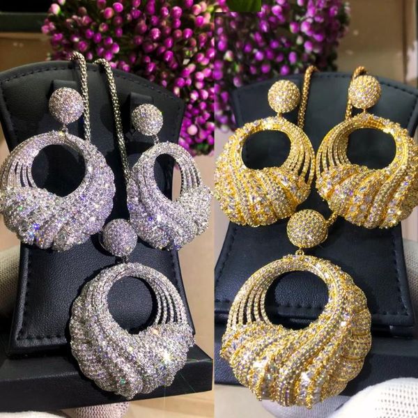 earrings & necklace gorgeous luxury big round pendant jewelry sets cubic zircon party daily accessories, Silver
earrings & necklace gorgeous luxury big round pendant jewelry sets cubic zircon party daily accessories, Silver