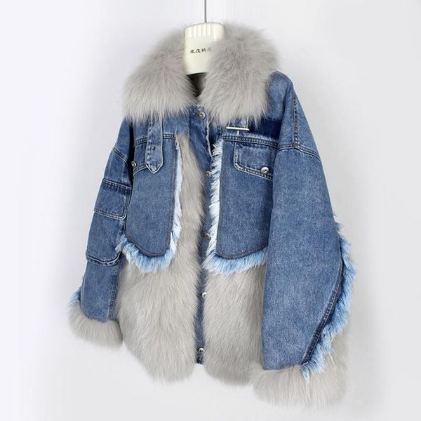 women's fur & faux 2021 winter denim real raccoon coat genuine collar autumn women jacket a style loose plus size high quality, Black
women's fur & faux 2021 winter denim real raccoon coat genuine collar autumn women jacket a style loose plus size high quality, Black