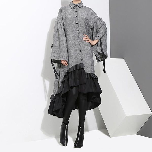 casual dresses johnature 2021 winter women shirt dress gray patchwork flare sleeve loose fashion cloths high quality, Black;gray
casual dresses johnature 2021 winter women shirt dress gray patchwork flare sleeve loose fashion cloths high quality, Black;gray
