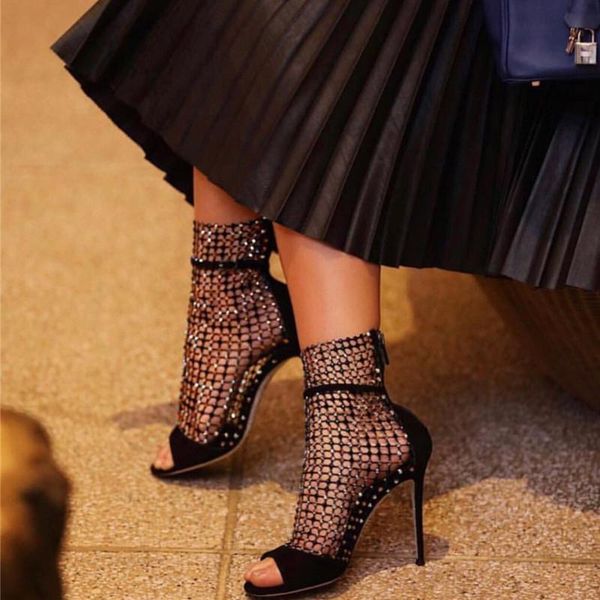 rhinestone sandals women zapatos de mujer reticular splicing summer shoes woman high heels ladies chaussures femme, Black
rhinestone sandals women zapatos de mujer reticular splicing summer shoes woman high heels ladies chaussures femme, Black