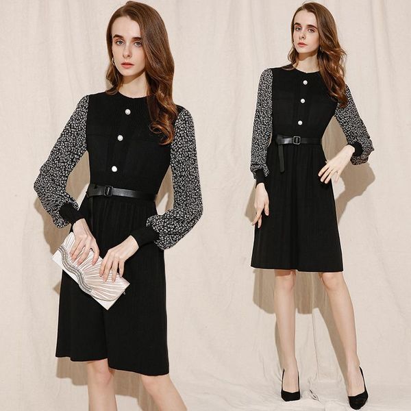 casual dresses spring autumn floral lantern sleeve stitching knitted sweater dress with belt fashion vestidos de festa female, Black;gray
casual dresses spring autumn floral lantern sleeve stitching knitted sweater dress with belt fashion vestidos de festa female, Black;gray