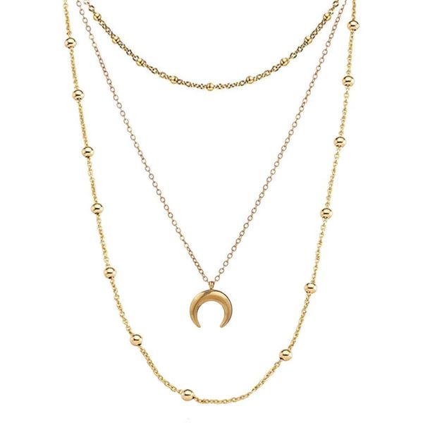 pendant necklaces stainless steel multilayers half moon necklace for womens 3 layer beads chains choker jewelry, Silver
pendant necklaces stainless steel multilayers half moon necklace for womens 3 layer beads chains choker jewelry, Silver