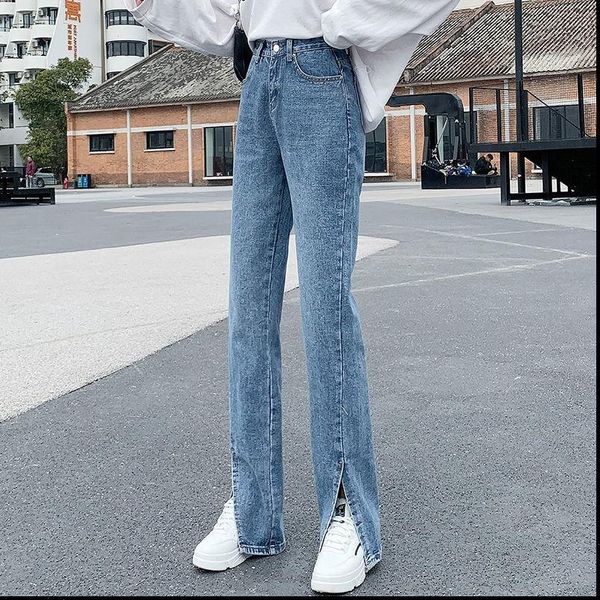 spring black flare pants womens jean front side slit leg high waisted bell bottom full length denim clothes, Blue
spring black flare pants womens jean front side slit leg high waisted bell bottom full length denim clothes, Blue