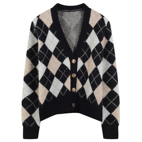 women's knits & tees 2021 french retro diamond lattice knitted cardigan spring and autumn loose outer v-neck sweater, White
women's knits & tees 2021 french retro diamond lattice knitted cardigan spring and autumn loose outer v-neck sweater, White