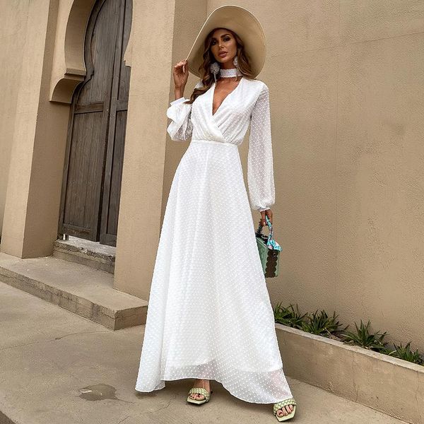 casual dresses women white chiffon halter vneck dot maxi dress beach boho a-line bridesmaids floor length party vestidos robe, Black;gray
casual dresses women white chiffon halter vneck dot maxi dress beach boho a-line bridesmaids floor length party vestidos robe, Black;gray