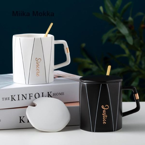 nordic style simple coffee mug with lid spoon black white english print ceramic justice faith loyalty cup milk mugs
nordic style simple coffee mug with lid spoon black white english print ceramic justice faith loyalty cup milk mugs