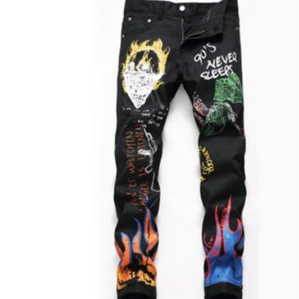 men's jeans est men black slim straight pants painted stretch nightclub letter printing casual full length pencil j3138 2qs7, Blue
men's jeans est men black slim straight pants painted stretch nightclub letter printing casual full length pencil j3138 2qs7, Blue