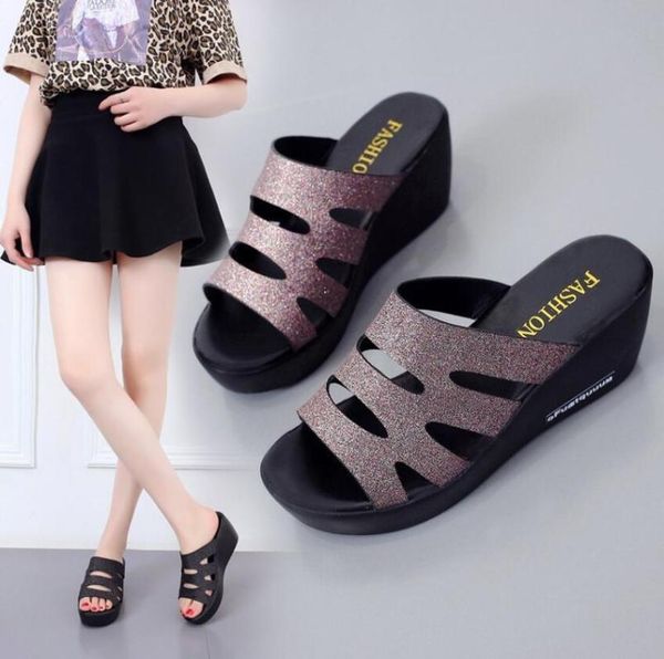 slippers 2021 summer muffin thick bottom slope heel women's fashion outer wear middle net red beach sandal, Black
slippers 2021 summer muffin thick bottom slope heel women's fashion outer wear middle net red beach sandal, Black