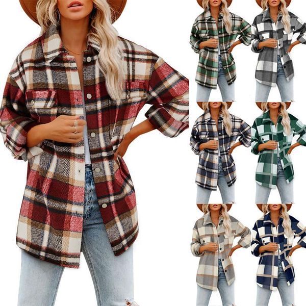 women's wool & blends coats and jackets women brushed plaid long sleeve flannel lapel button down pocketed shacket jacket autumn outwea, Black
women's wool & blends coats and jackets women brushed plaid long sleeve flannel lapel button down pocketed shacket jacket autumn outwea, Black